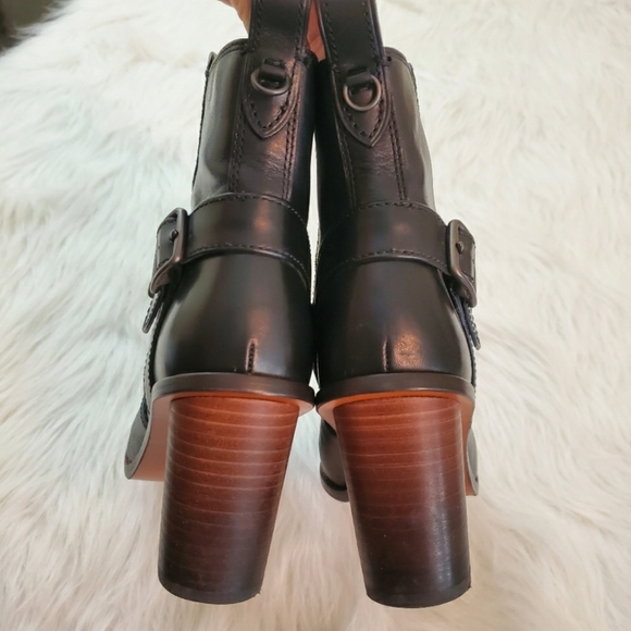 **Coach Sz 6 Black Leather Moto Bootie Ankle Boot - Picture 4 of 8